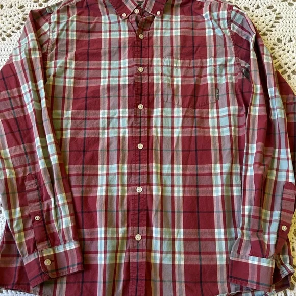 Men’s Eddie Bauer Classic Fit Red Plaid Classic Fit Button Up Shirt Size Large - Picture 3 of 11